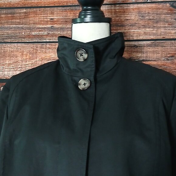 Eddie Bauer Jacket XL Black Lined Rain Trench Coat - Picture 5 of 12